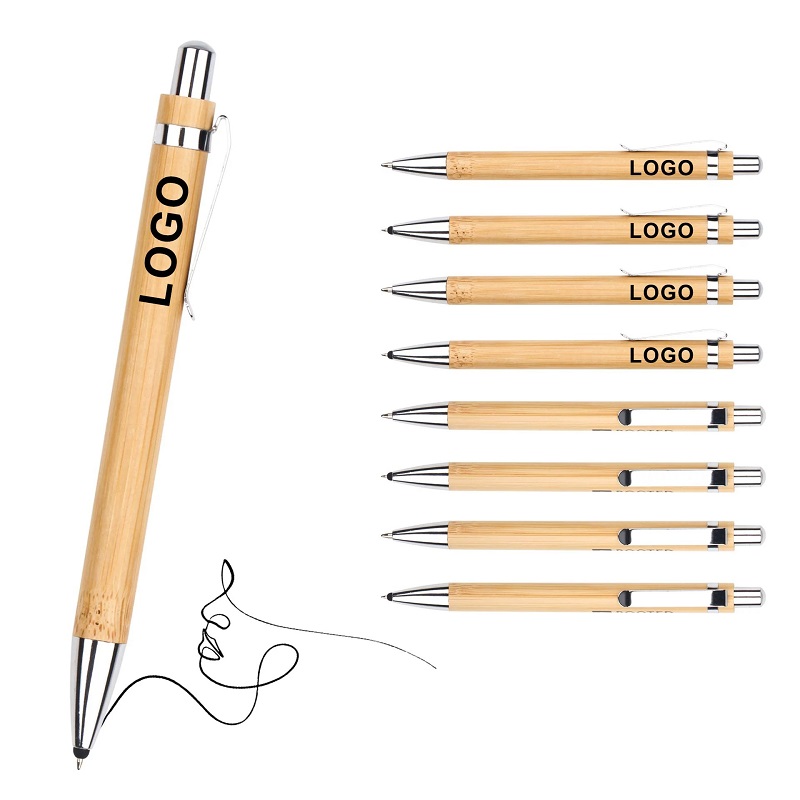 Bamboo Promotional Pens with Metal Clips