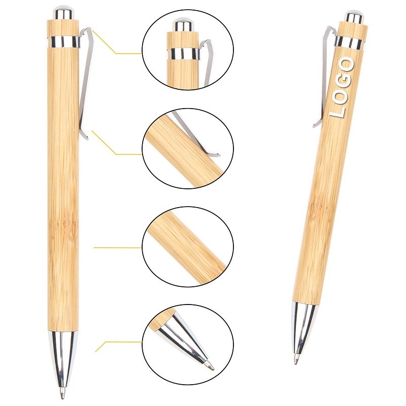 Custom Logo Bamboo Ballpoint Pen