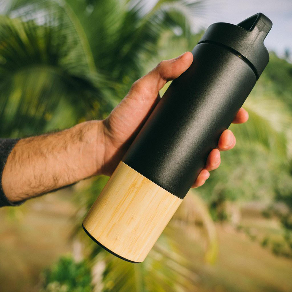 Lifestyle Beverage Mug with Eco-Friendly Bamboo Base