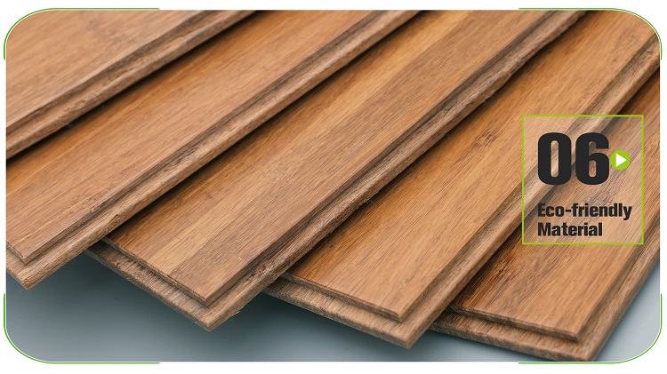 Carbonized Solid Strand Woven Bamboo Flooring Planks Array