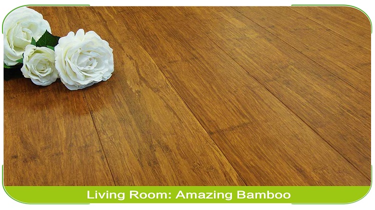 Carbonized Solid Strand Woven Bamboo Flooring Modern Living Room