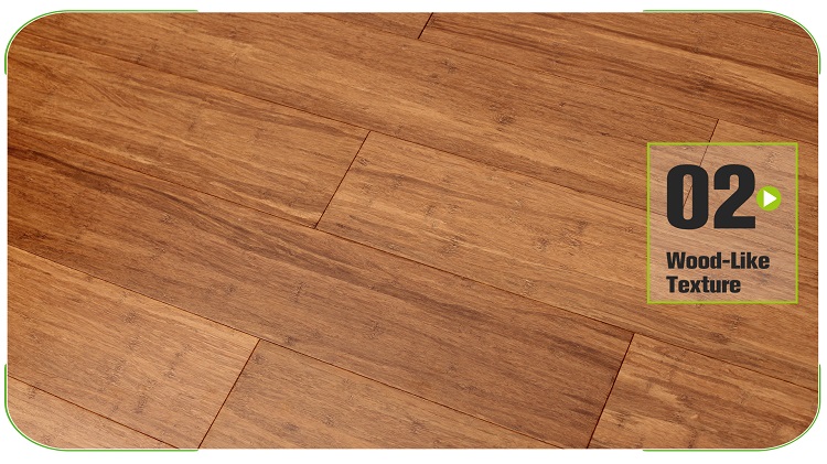 Caramel Solid Click Strand Woven Bamboo Flooring Plank Details