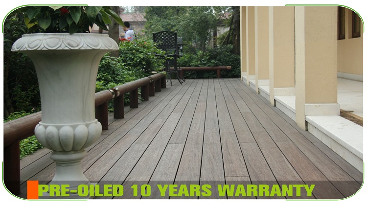 Flat Side Brown Bamboo Composite Decking Public Park Boardwalk