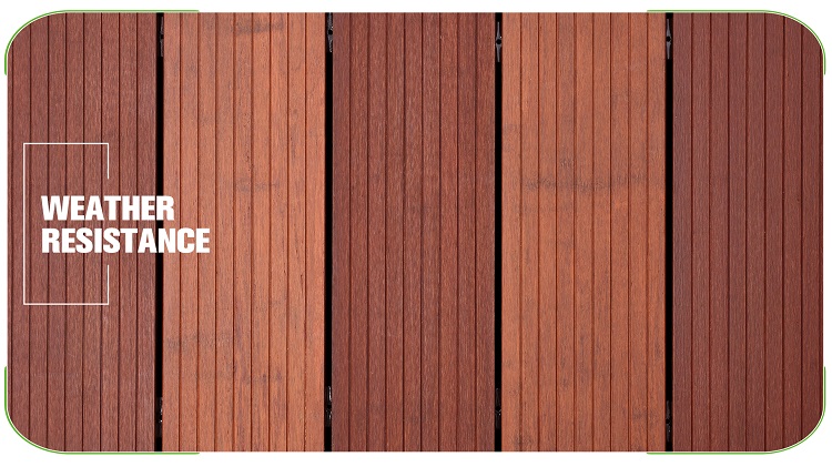 Small Groove Brown Fused Bamboo Decking Close Up Planks