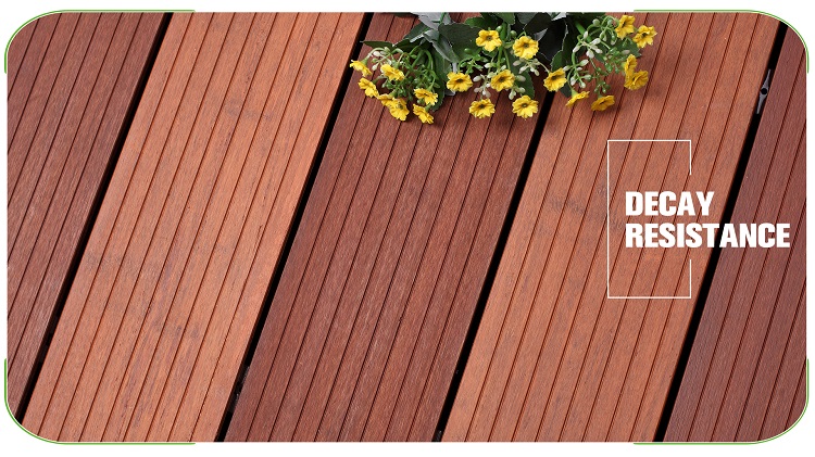 Small Groove Brown Fused Bamboo Decking Surface Texture