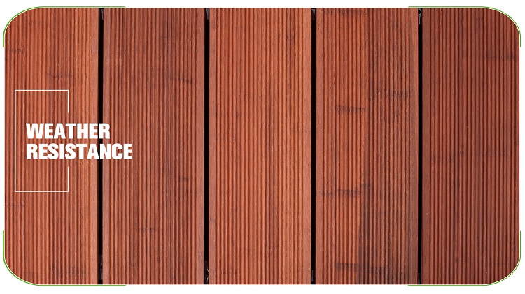 Small Ripple Brown Bamboo Decking Close Up Planks