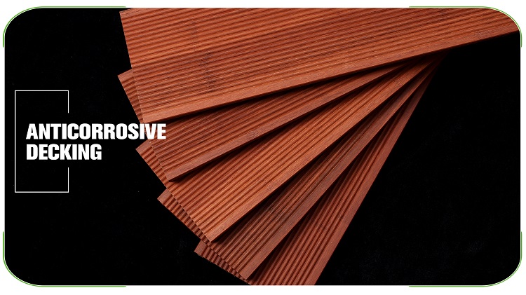 Small Ripple Brown Bamboo Decking Edge Groove Detail