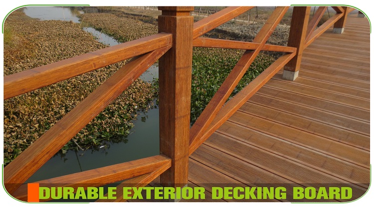 Small Ripple Brown Bamboo Decking Garden Terrace Project