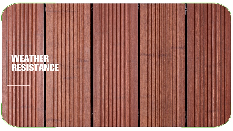 Big Wave Brown Bamboo Decking Close Up Planks