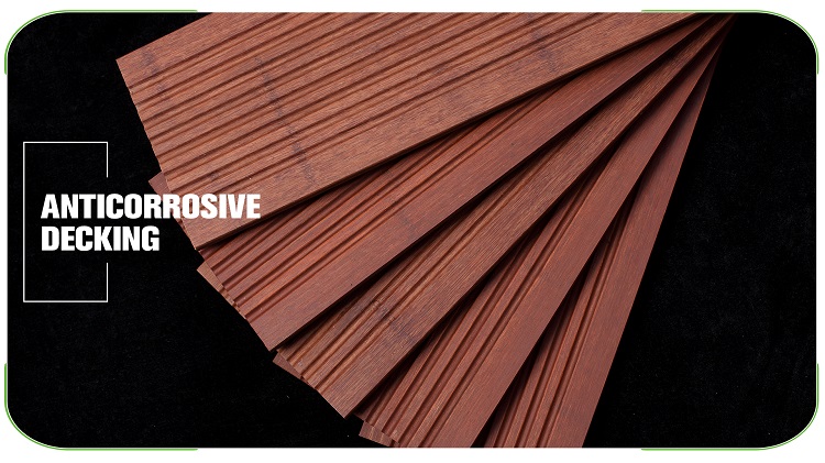 Big Wave Brown Bamboo Decking Stacked Materials