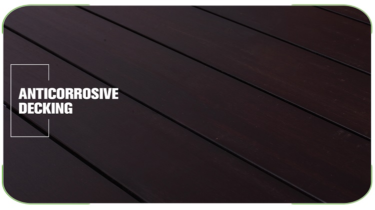 Flat Side Dark Carbonized Bamboo Decking Edge Detail