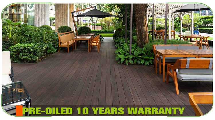 Flat Side Dark Carbonized Bamboo Decking Public Park Boardwalk