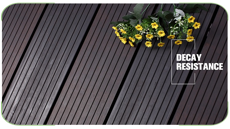 Small Groove Dark Carbonized Bamboo Decking Surface Texture