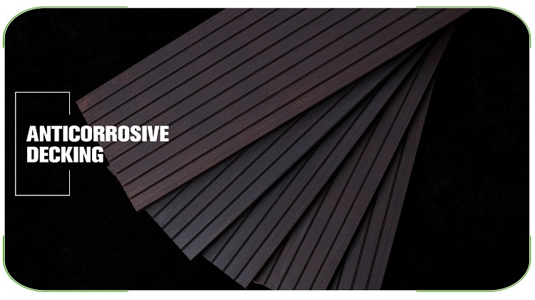 Small Groove Dark Carbonized Bamboo Decking Edge Detail