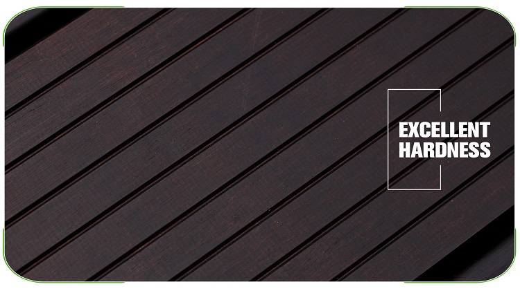 Small Groove Dark Carbonized Bamboo Decking Stacked Materials