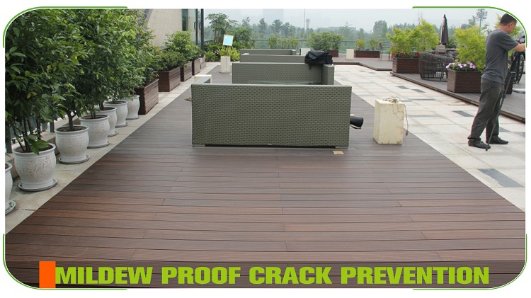 Small Groove Dark Carbonized Bamboo Decking Swimming Pool Walkway