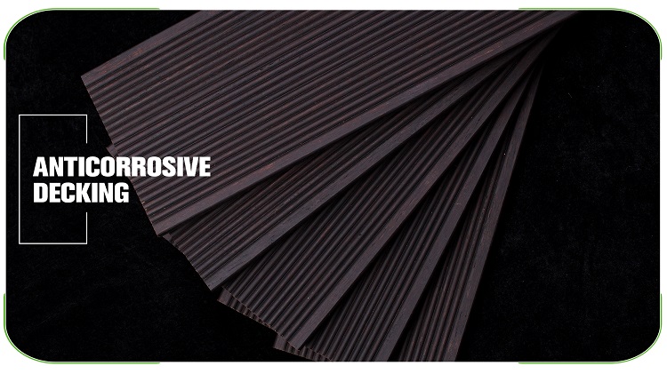 Small Ripple Dark Carbonized Bamboo Decking Planks Layout