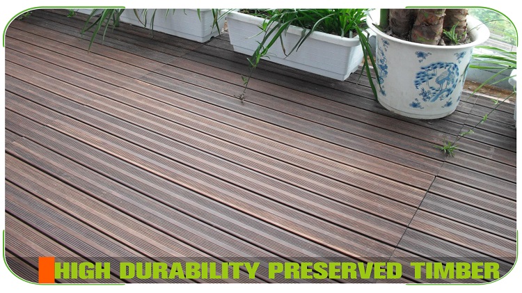 Small Ripple Dark Carbonized Bamboo Decking Public Park Boardwalk