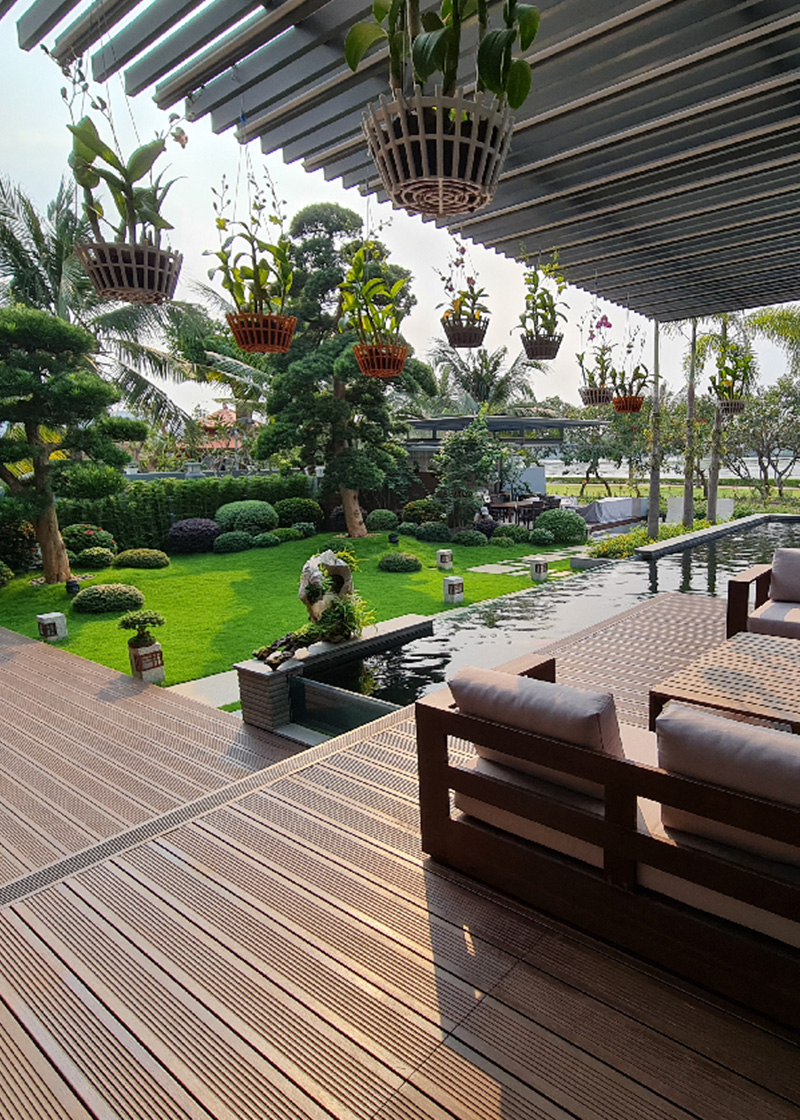 bamboo decking teak color deep grove