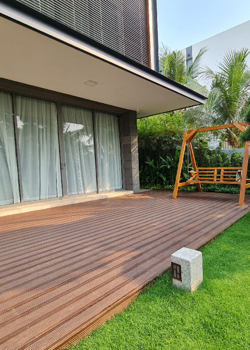 bamboo decking teak color small wave