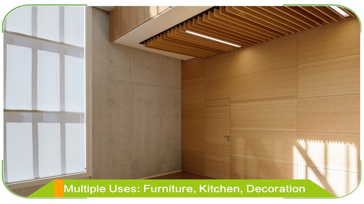 Horizontal Caramel Bamboo Plywood High-End Dining Table Showcase