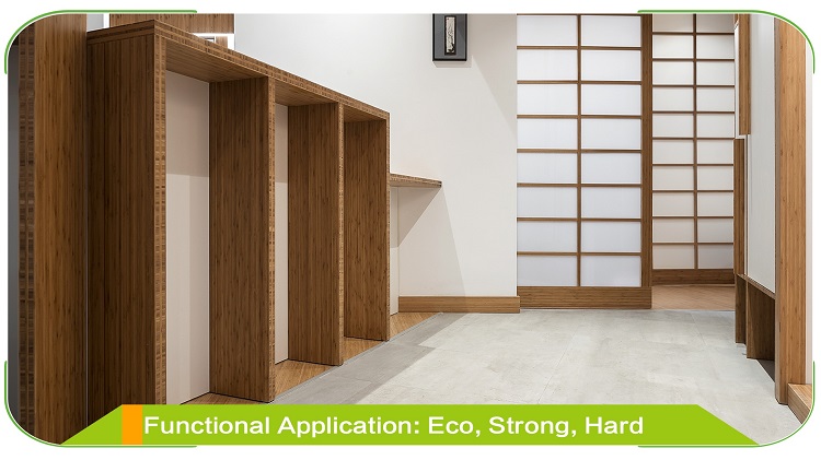 Horizontal Caramel Bamboo Panel Modern Cabinet Facing Application
