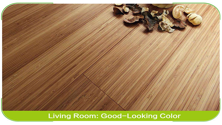 Vertical Carbonized Solid Bamboo Flooring Living Room Scene