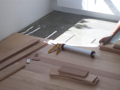 Glue Down Installation Bamboo Hardwood Floor Over Concrete