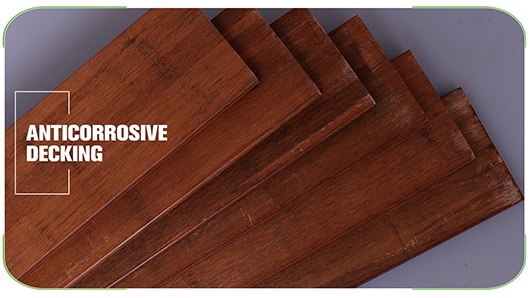 Flat Side Brown Color Bamboo Decking